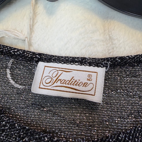 Traditions Cardigan Womens Size Large Black Sparkly Semi Sheer Goth Holiday - Picture 2 of 7